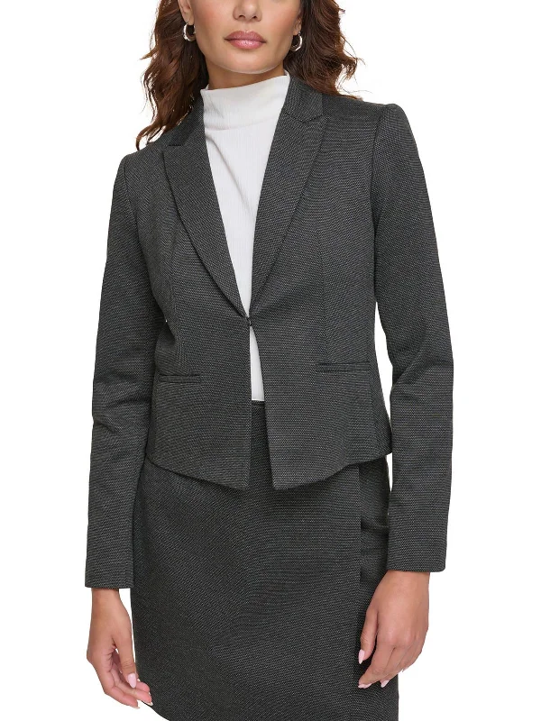 Petites Womens Crop Work Wear Open-Front Blazer