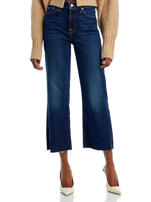 Alexa Womens Denim Cropped Wide Leg Jeans