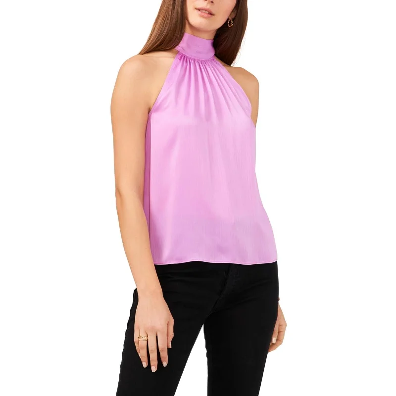 1.State Womens Satin Tie Neck Halter Top