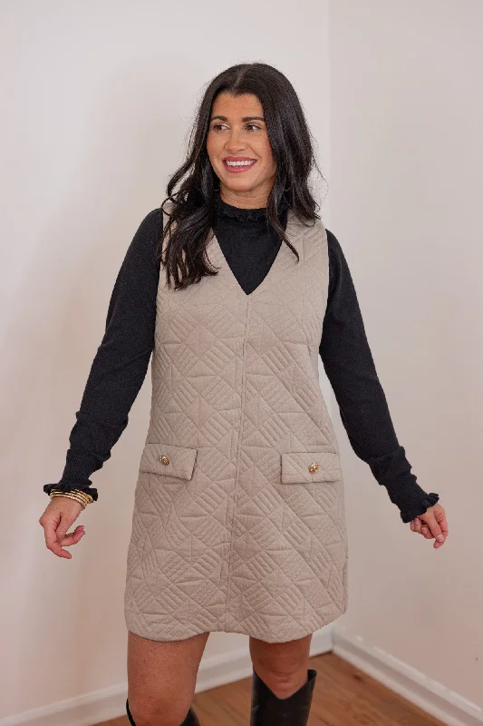 Quilted Perfection Light Mocha Dress