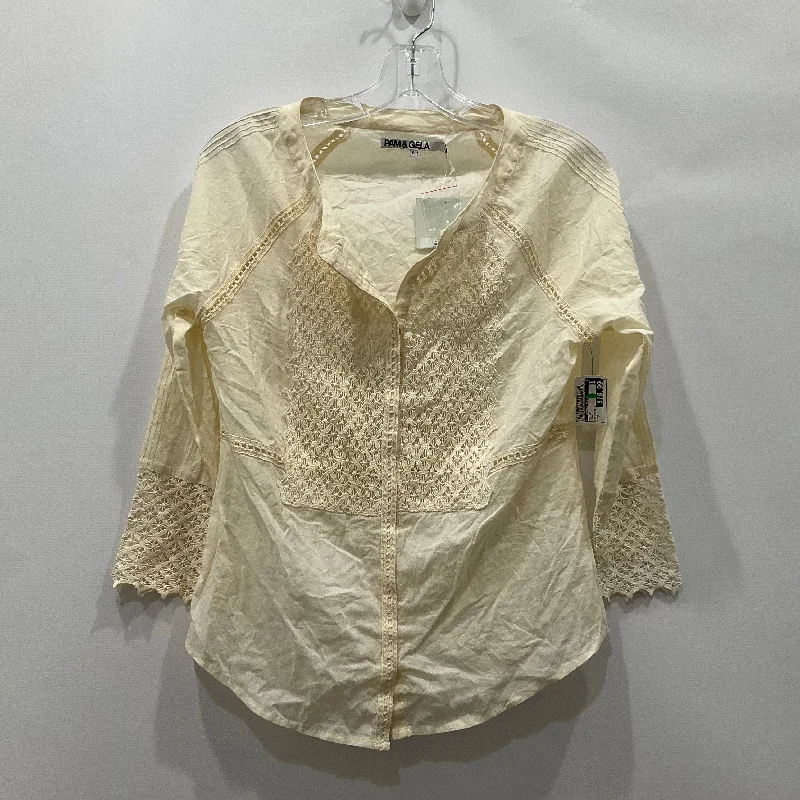 Top Long Sleeve By pam&gela In Cream, Size: S