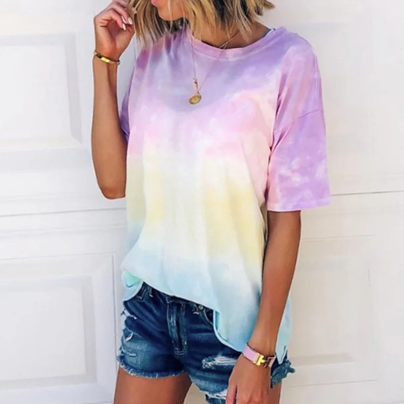 Womens Gradient Unicorn Rainbow Color T-Shirt